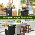 thumbnail image 4 of Outdoor Grill Cart Table Pizza Oven Trolley with Wheels,  Moveable Solid Wood Kitchen Units with Storage for Outside, Garden Serving Cart Cooking Table with Stainless Steel Top for BBQ, Patio, 4 of 9