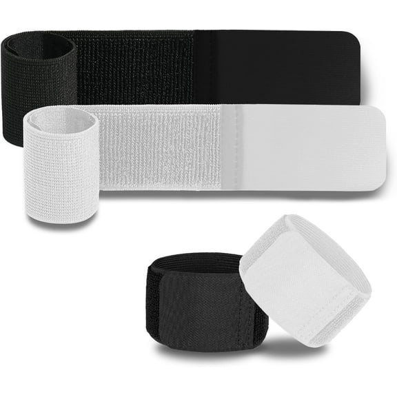 4PCS Soccer Shin Guard Straps for Kids Youth Adult, Shin Pad Holders, Shinguard Stays, Lightweight & Adjustable, Black & White