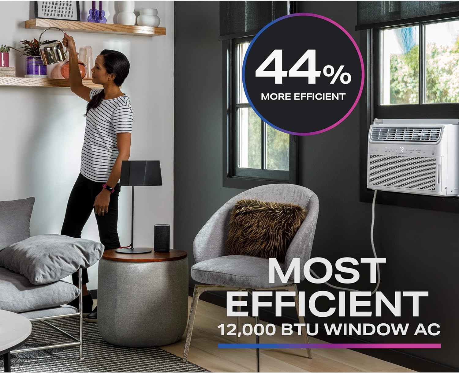 GE 12,000 BTU 110V Smart Window-Mounted Air Conditioner with Wi-Fi