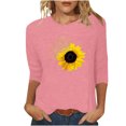 thumbnail image 1 of CEHVOM T-shirt Imprimé Mode pour Femmes Manches 3/4 Mi-Longues Blouse Col Rond Tops Décontractés Liquidation, 1 of 4