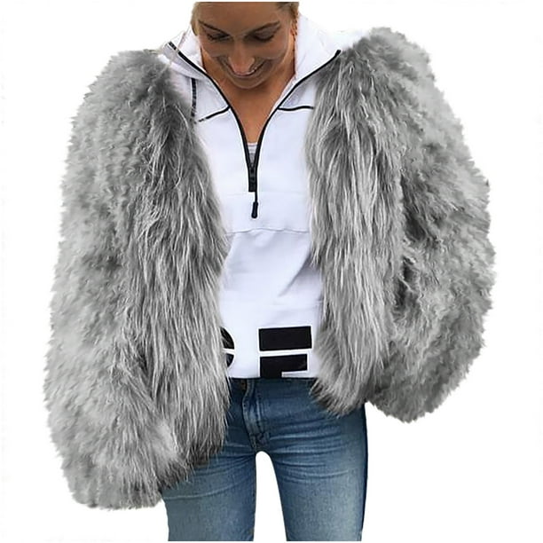 Chaquetas para mujer Damas Casual Trendy Color sólido Faux Plush Warm Jacket Coat Odeerbi ODB-3