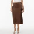 thumbnail image 4 of Riforla Women Satin Skirt High Waist Slit Zipper Straight Solid Color Temperament Long Skirt Skirts for Women Brown L, 4 of 8
