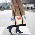 thumbnail image 4 of FORMRS Canvas Laptop Tote Bag for Women with 15.6" Computer Compartments Shoulder Handbag, Red Butterflies, 4 of 7