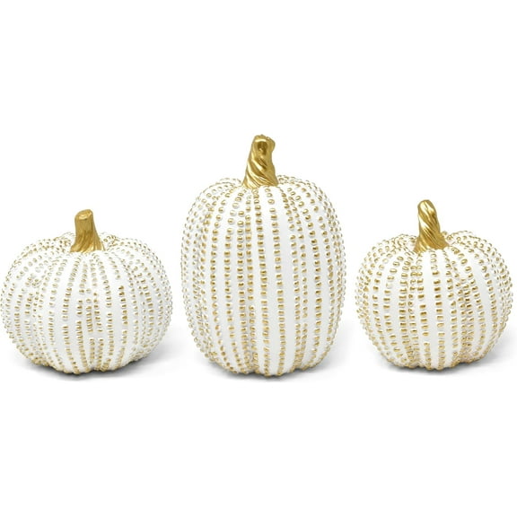 Thanksgiving  Set of  3 Gold Dot Pumpkins