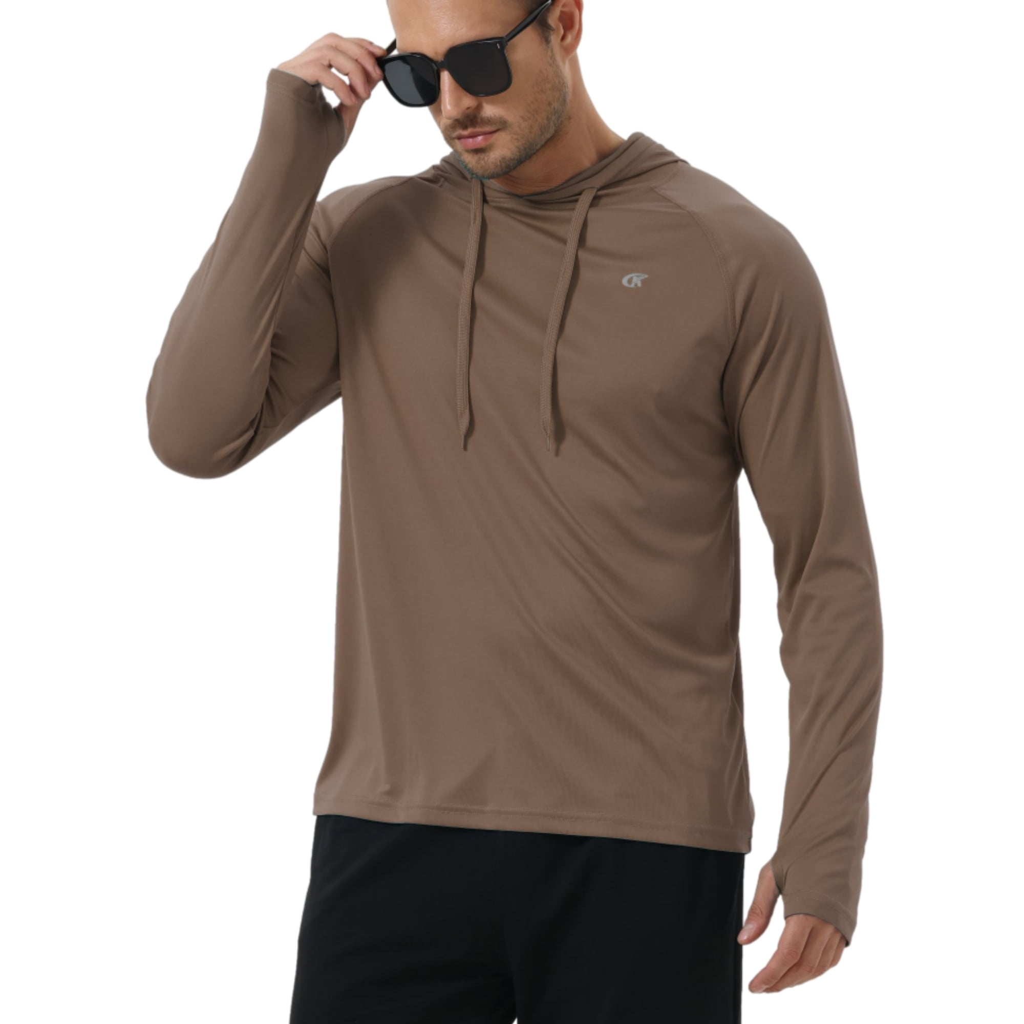 Satankud Men's UPF 50+ Long Sleeve Sunscreen Hoodie UV Sun Protection