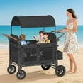 thumbnail image 2 of TABU 51" Stroller Wagon for 4 Kids, Folding 4 Seater Wagon with 5-Point Harnesses, Adjustable Handle, Black, 2 of 8