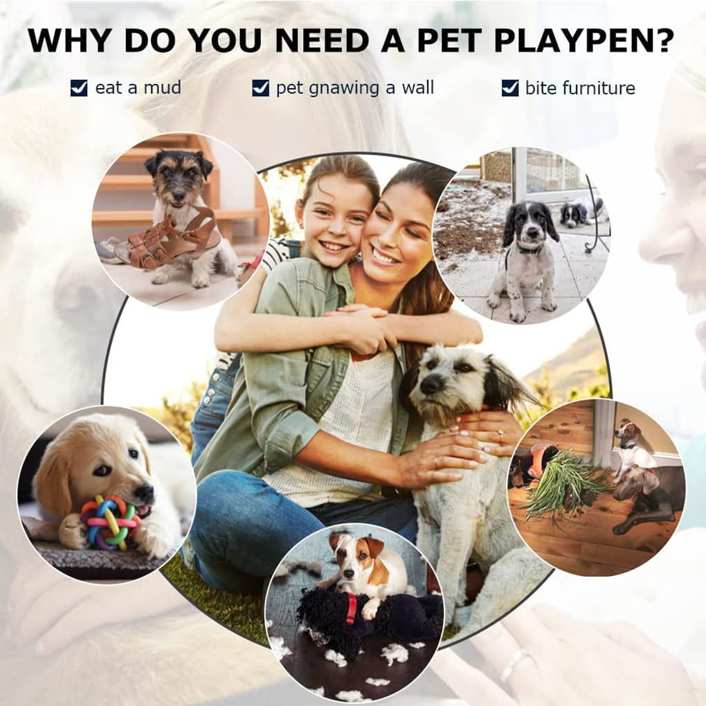 Heavy Duty Pet Playpen 16 Panels 24" Folding Metal Dog Exercise Pen Extra Large Indoor Outdoor Dog Fence with Door Dog Crate Cage Kennel Pet Enclosure for Small-Large Animal