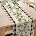 thumbnail image 5 of Spring Eucalyptus Leaves Greenery Table Runner, Black White Buffalo Plaid Check Kitchen Dining Table Decor, Green Plants Botanical Summer Farmhouse Home Decoration Party Supply 13 x 90 Inches, 5 of 6
