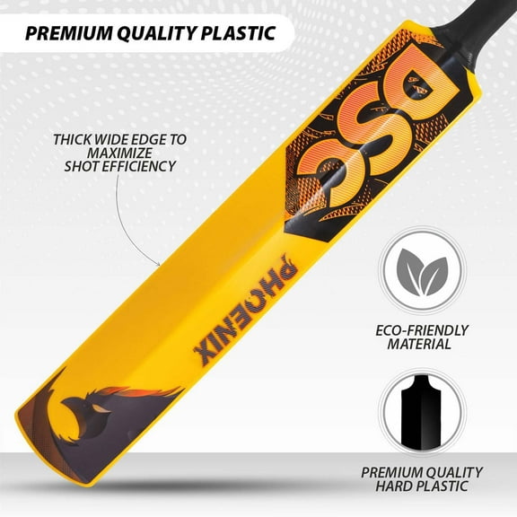 DSC Phoenix Plastic Cricket Bat Ideal For Tennis And Gully/turf Cricket Bat With Pvc Ball , Color-yellow, Size- 4 | Yellow (6-8 Yrs)