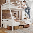 thumbnail image 3 of Honfach Twin Over Full Metal Bunk Bed, Heavy Duty Frame with Ladder & Full Guardrail, Noise-Free, Large Underbed Storage, No Box Spring Needed，White, 3 of 9