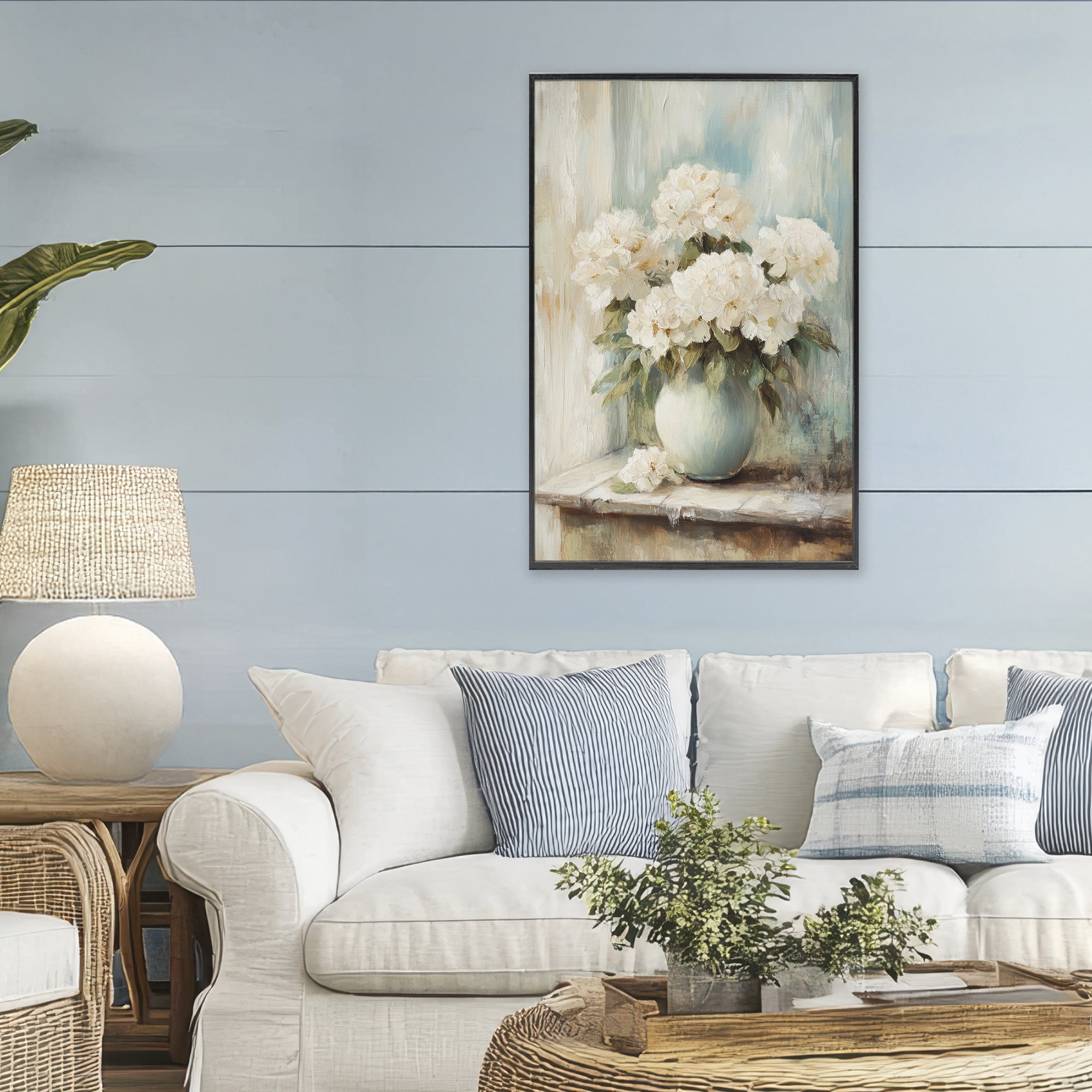 Stupell Industries Mantle Arrangement of Soft Blossoms Black Framed Giclee Art, design by Petal Prints Design