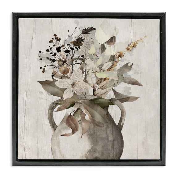 Stupell Industries Rustic Cottage Bouquet Floral Painting Black Floater Framed Canvas Art Print Wall Art, 18 x 18