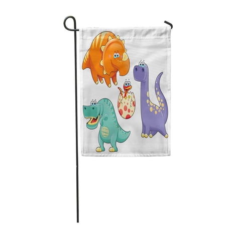 SIDONKU Egg Group of Funny Dinosaurs Cartoon and Characters Baby Garden Flag Decorative Flag House Banner 12x18 inch