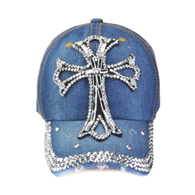 Top Headwear Studded Cross Denim Baseball Gorra - Denim Light TOP HEADWEAR Sombrero para el sol