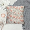 thumbnail image 2 of RUIYC Rose Throw Pillow Cushion Cover, Pink Tulip Flower Silhouettes Pattern Abstract Stems Buds Print, Decorative Square Accent Pillow Case, , White Coral, 2 of 5