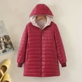 thumbnail image 4 of Winter Down Coat Thickened Padded Plush Hood Mid Length Full Zipper Windproof Long Sleeves Pockets Warm Daily Wear Outwear Cotton Jacket, 4 of 8
