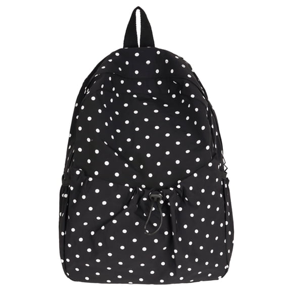EDFRWWS Women Nylon Polka Dot Cute Backpack Large Capacity Bags Multiple Pockets Daily Daypack (Black)