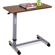 Essential Medical Supply Automatic Adjustable Overbed Table with Woodgrain Top