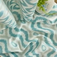 thumbnail image 5 of THD Tanny Ogee Ikatt Damask Patterned Window Grommet Curtains Bedroom - Light Blocking Darkening Window Panels, Set of 2 (Teal Blue, 37 W x 84 L), 5 of 8