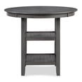 thumbnail image 3 of Benjara Ceri 5pc Round Counter Dining Table & Chair Set- Gray Wood- White Fabric, 3 of 5