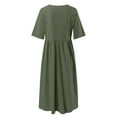 thumbnail image 5 of HXWCHs Robe Droite pour Femme en Mélange de Lin, Robe Décontractée à Manches Courtes avec Poches Latérales GN2 TTTTG, 5 of 5