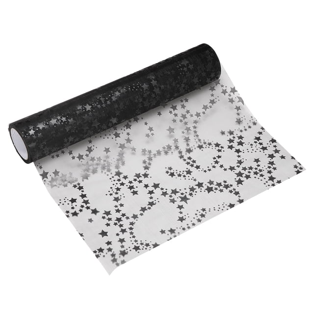 Caminito de mesa Uxcell Black Star, 11" x 30 pies, decoración de malla metálica con lentejuelas