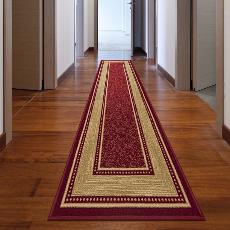 Ottomanson Classics 2 X 7 (ft.) Brown Indoor Border Machine Washable Runner  Rug in the Rugs department at