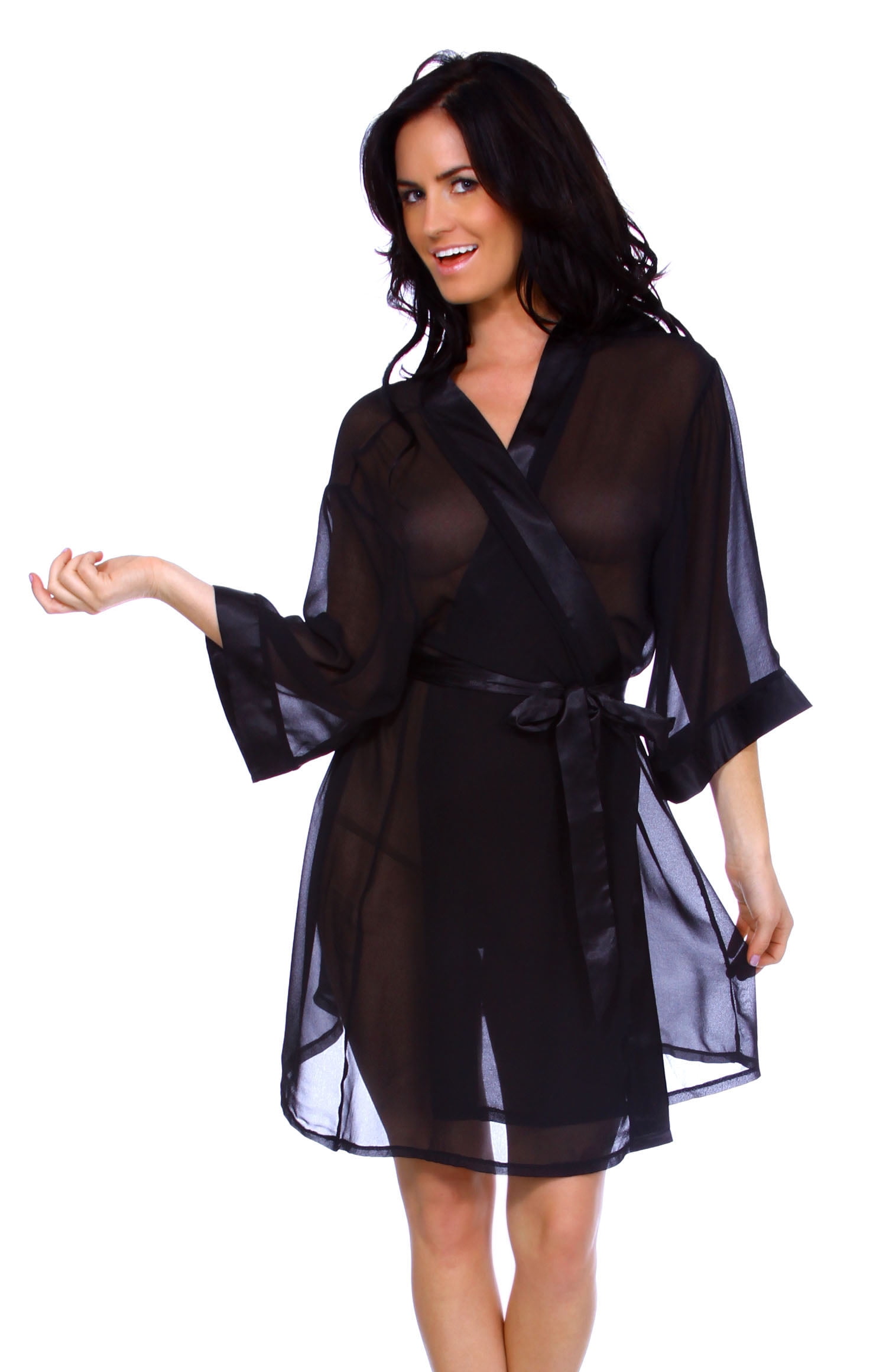 long black sheer robe