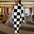 thumbnail image 4 of Mod Checkers Half Dleeve Split Dress evening dresses ladies elegant women"s dresses for wedding women clothes, 4 of 6