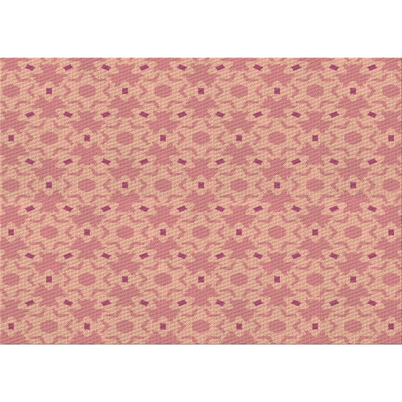 Ahgly Company Machine Washable Indoor Rectangle Transitional Light Salmon Pink Area Rugs, 7' x 9'