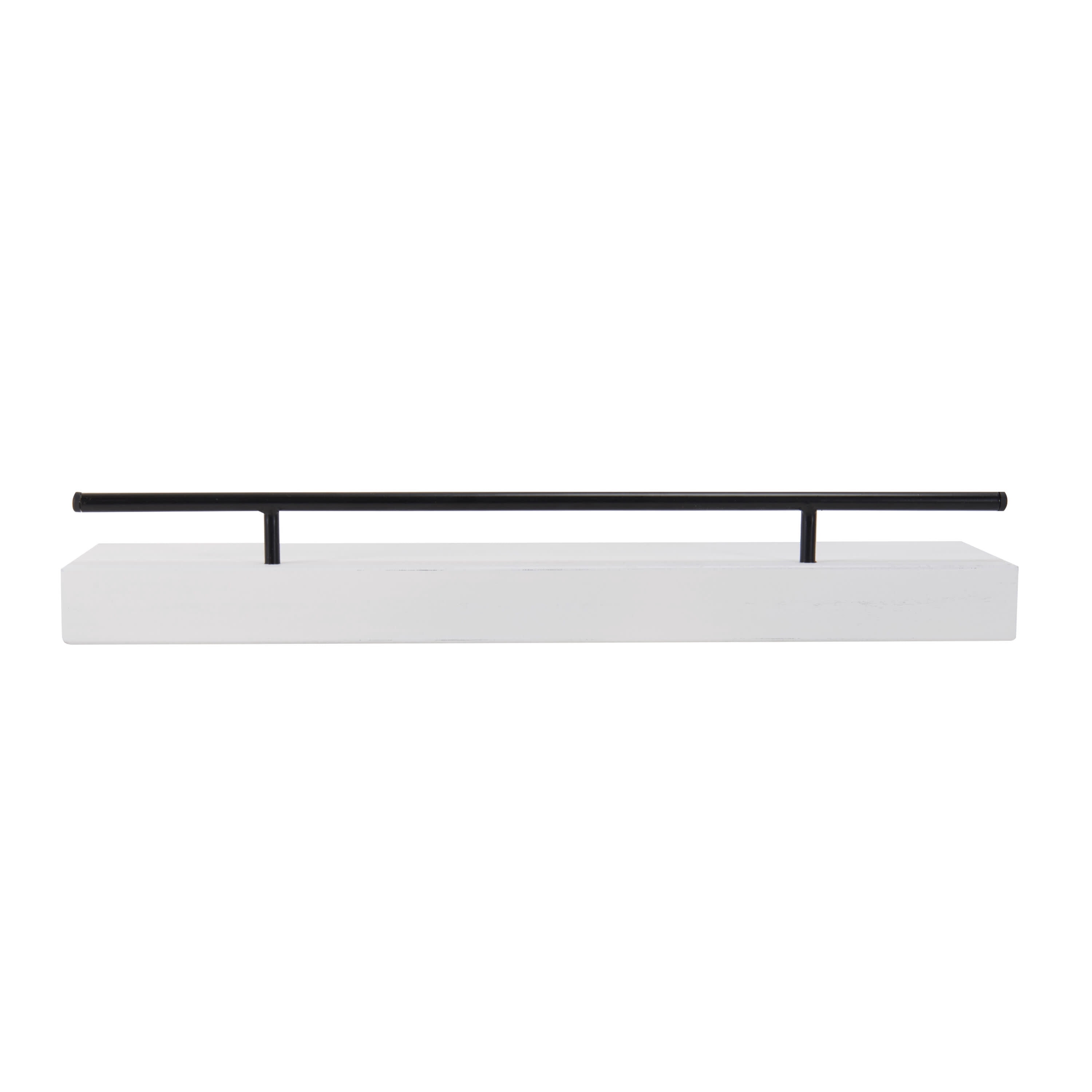 Melannco Hotel Essentials 24 Inch Natural MDF Shelves with Metal Rail White