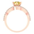 thumbnail image 4 of Clara Pucci 14K Rose Gold 1.57 Natural Citrine Engraveable Engagement Ring + Wedding Band Set, 4 of 7