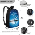 thumbnail image 5 of Binienty Blue Butterfly School Backpack for Teens Kids Adjustable Padded Straps Large Front Pocket Durable Water Resistant Bookbag for Daily Commute Travel, 5 of 6