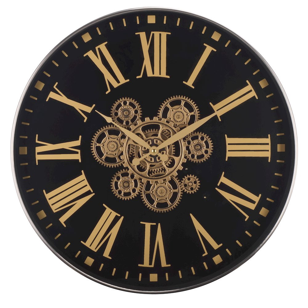 SEI Thatcher Roman Gear Clock/Black/Gold
