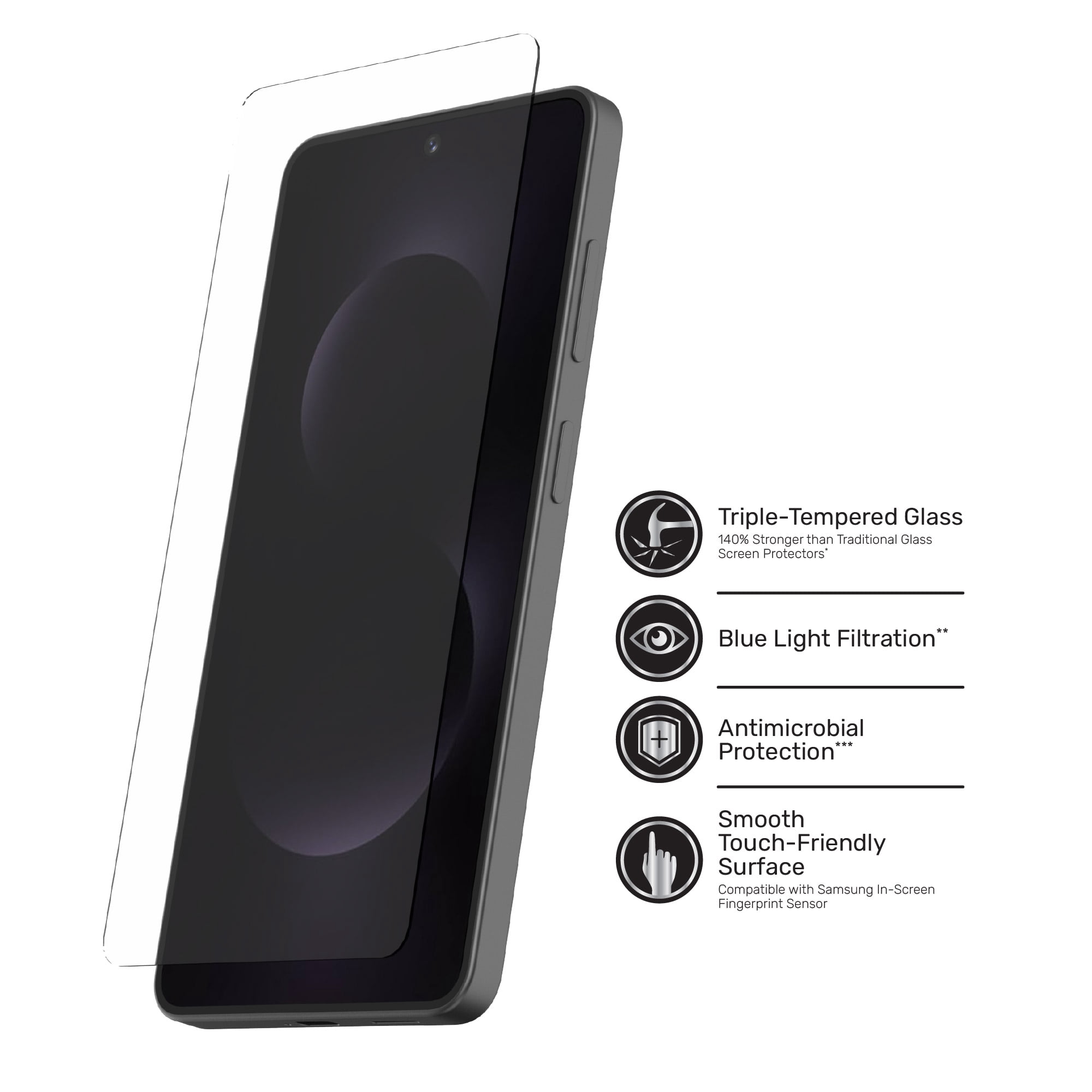 DuraGlass DefenseTech Glass Screen Protector with Blue Light Filtering for Samsung Galaxy S26