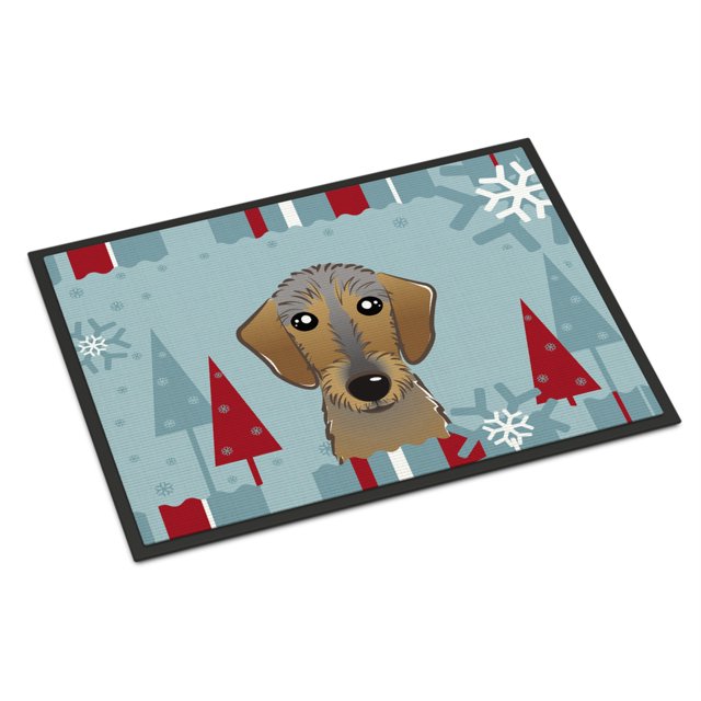 Alfombrilla para interior o exterior de Caroline's Treasures Winter Holiday Wirehaired Dachshund, 24 por 36, multicolor Caroline's Treasures BB1729JMAT
