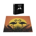 thumbnail image 4 of Ambesonne Tropical Jigsaw Puzzle, Sunset Flamingo Leaves, Heirloom-Quality Fun Activity for Family Durable Cardboard, 1000 pcs, Dark Orange Yellow Black, 4 of 6