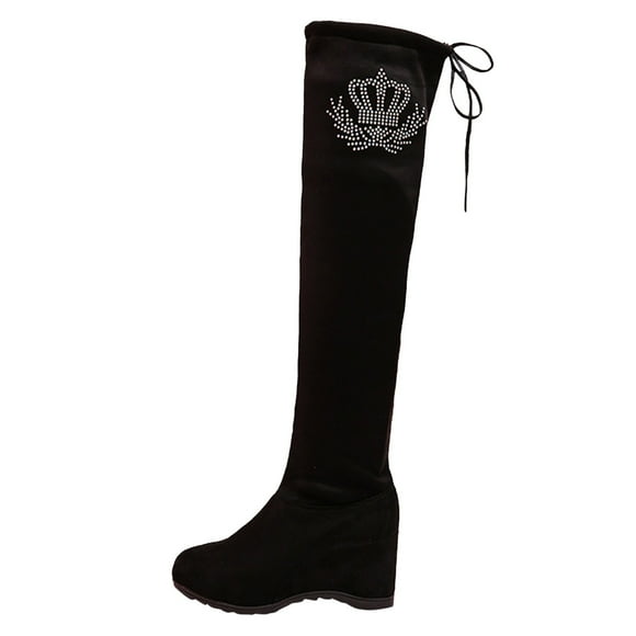 WEAIXIMIUNG Over Knee Boots for Women Leather Inner Raised Long Boots for Women Over The Knee In Autumn and Winter New Elastic Boots Slim and Trendy Highlighting Slim and Tall Boots