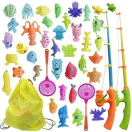 DRBIT Magnetic Fishing Game Toys Set with Fish Rod Wooden Magnetic Fishing Game Pool Toys Cartoon Marine Life Cognition Fish Rod Toys Parent child Interactive Early Educational Toy Walmart