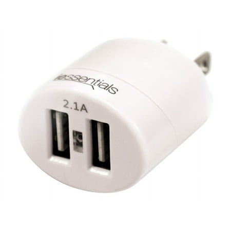 iEssentials(R) IE-ACP2U-WT 2.1-Amp Dual-USB Home Charger (White)