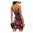 thumbnail image 2 of BCX Womens Black Floral Spaghetti Strap Square Neck Short Cocktail Body Con Dress 13, 2 of 4