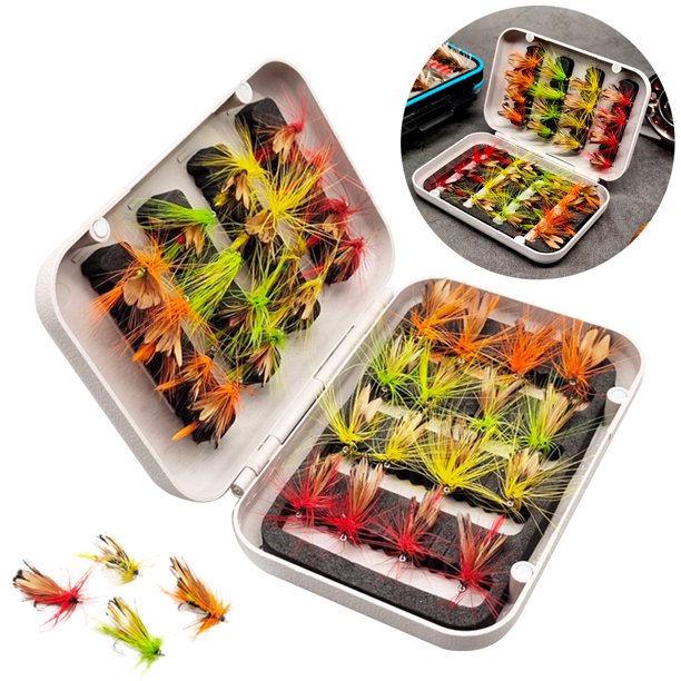 Insectos Biónicos Moscas 32pcs Naturales Señuelos Pesca Colocados Con Mosca Seca Atando Gancho Afilado