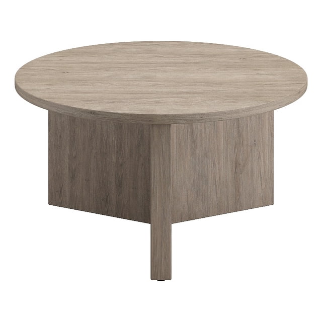 Henn&Hart Table Basse Ronde 32 Pouces en Bois Manufacturé Chêne Gris Antique