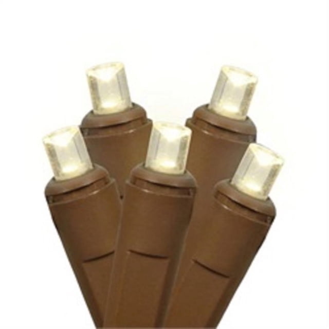 Ensemble de 100 Lumières de Noël à LED Blanc Pur Grand Angle - Fil Marron