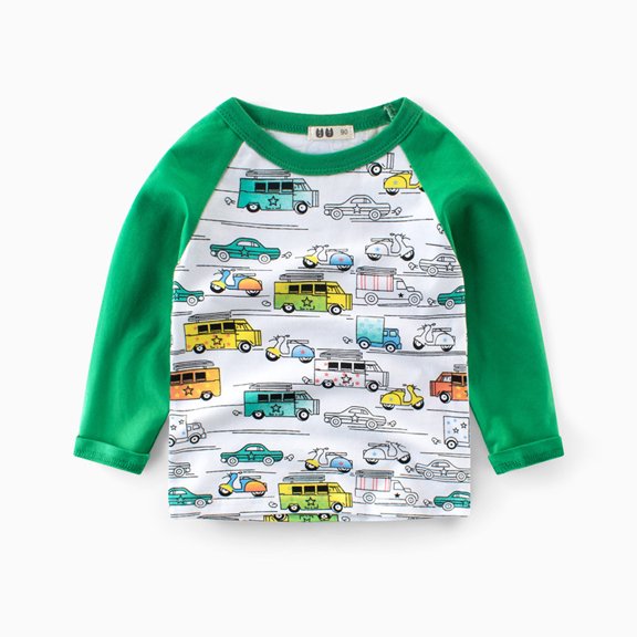 Beautyzll Kids Toddler Boys Long Sleeve Crewneck T-Shirts Shirt 1-9T Baby Basic T Shirt Tops Cartoon Cotton Tees