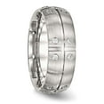 thumbnail image 5 of Stainless Steel Brushed Half Round/Grooved CZ Ring, 5 of 7