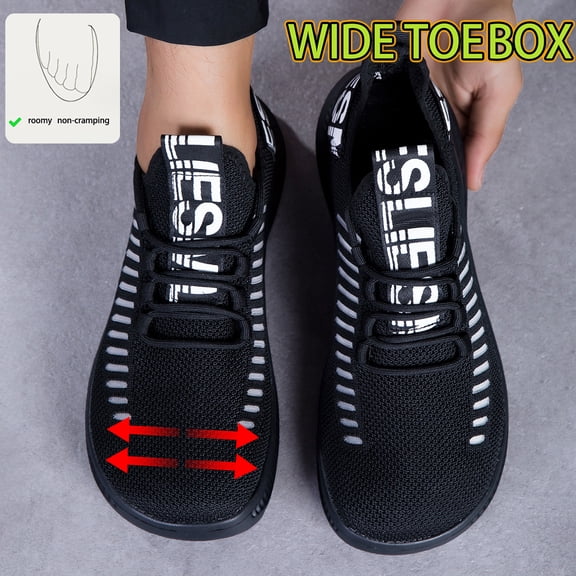 PLERISE Men's Wide Toe Athletic Shoes, Breathable Fly-Knit Mesh, Lightweight Shock-Absorbing Anti-Slip Sneakers, Comfortable for Running, Walking, Tennis, and Daily Wear
