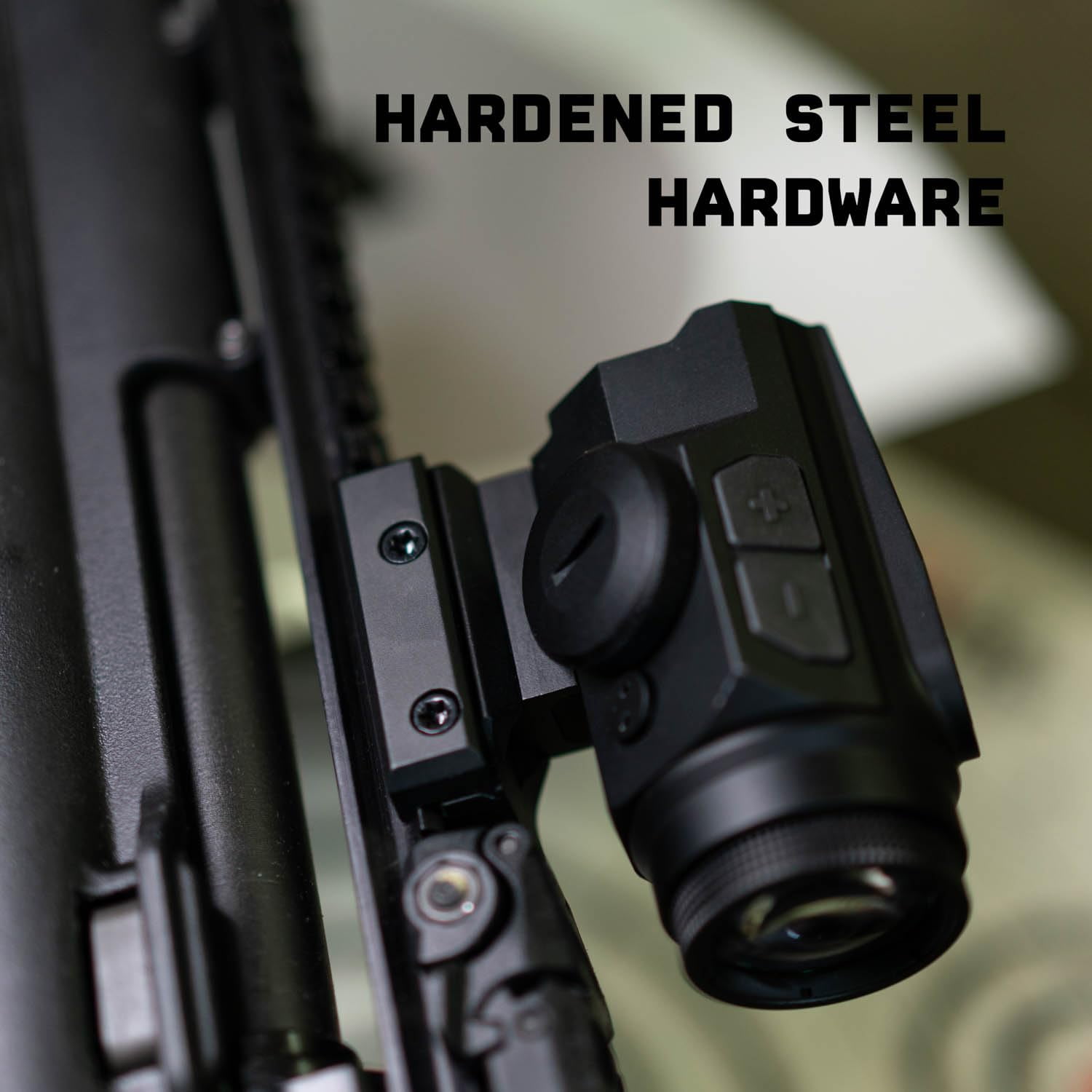 Monstrum Ruckus (e) 3X Prism with Electronic Button Control and Shake Awake | Circle Dot Reticle