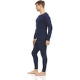 thumbnail image 2 of BILLIONHATS 3 Pack of 2pc Thermal Sets for Men, Base Layer Long Johns Underwear, Top & Bottom, Cotton, Solid Colors (Large, Navy Blue), 2 of 6