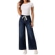 thumbnail image 2 of Jeans de pierna ancha para mujer INSPIRE CHIC con cintura elástica y cordón, pantalones de mezclilla casuales con bolsillos, azul oscuro M, 2 of 6